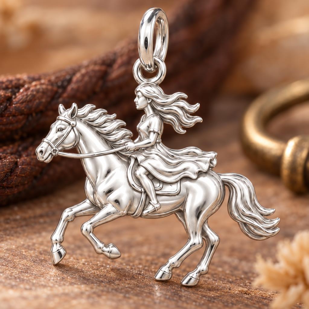 Wild and Free Rider Charm and Polyester Cord Bracelet Set