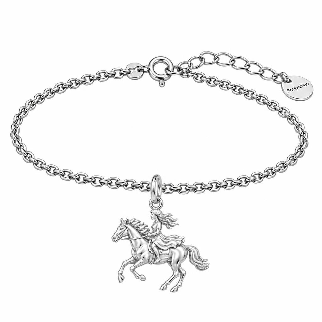 Wild and Free Rider Charm Bracelet Set – silver, front view