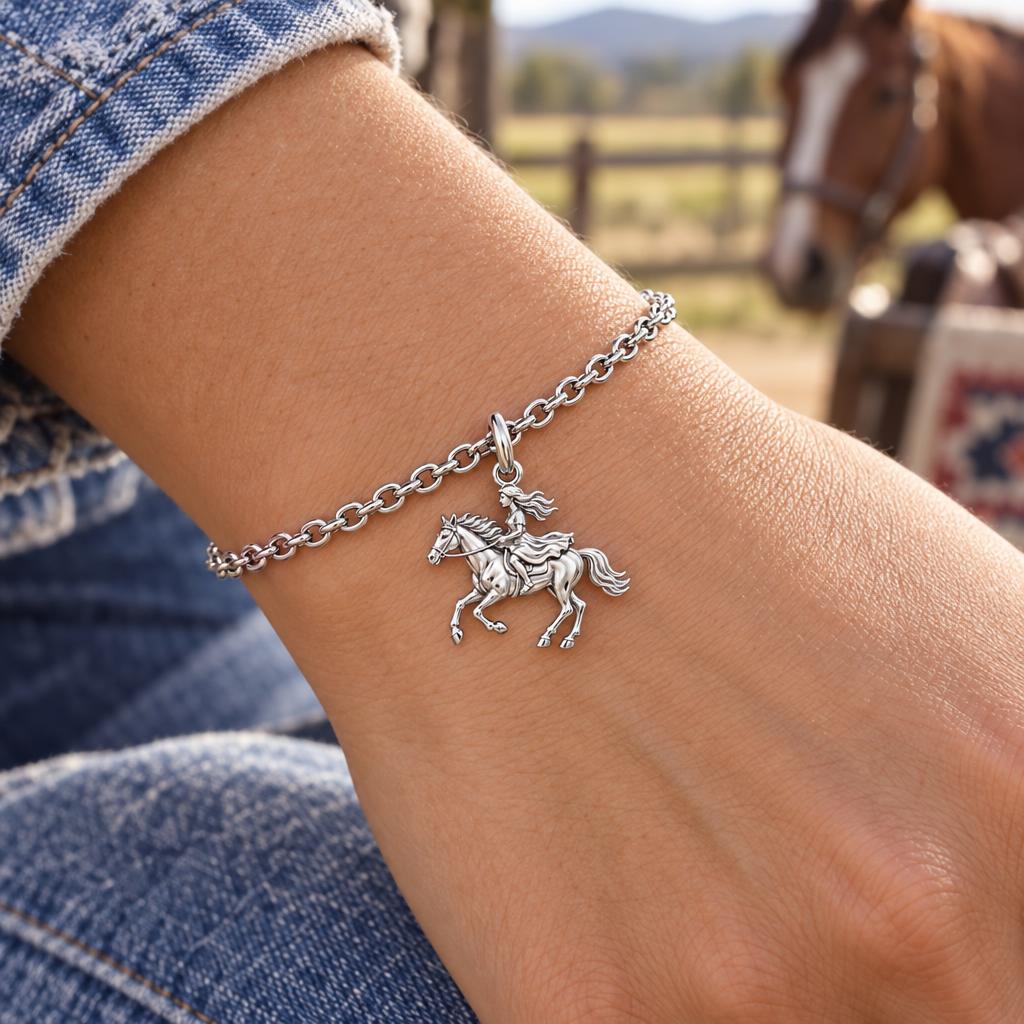 Wild and Free Rider Charm Bracelet Set – worn / in use