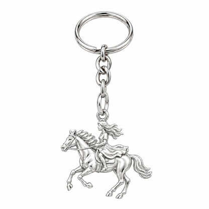 Wild and Free Rider Charm Keychain – silver, front view