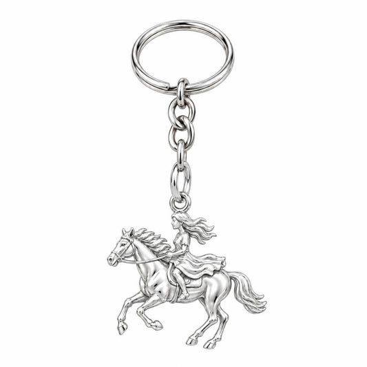 Wild and Free Rider Charm Keychain – silver, front view