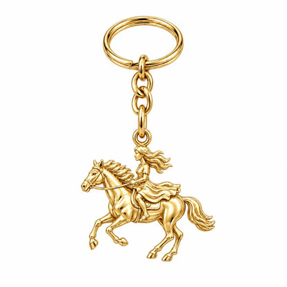 Wild and Free Rider Charm Keychain – 18K gold, front view
