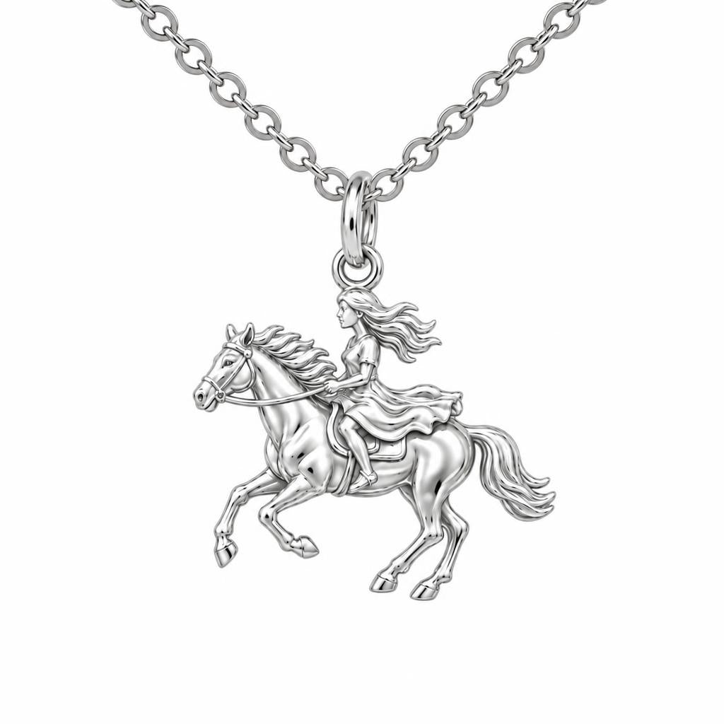 Wild and Free Rider Charm Necklace Set – silver, front view