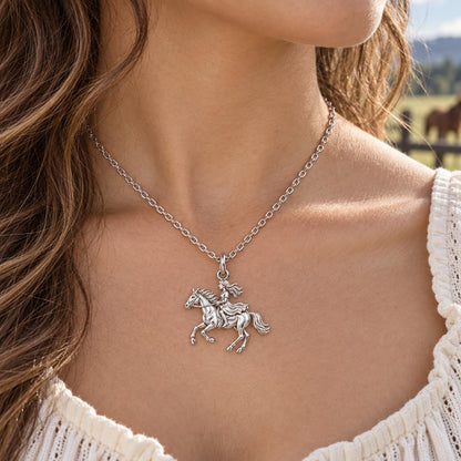 Wild and Free Rider Charm Necklace Set – worn / in use