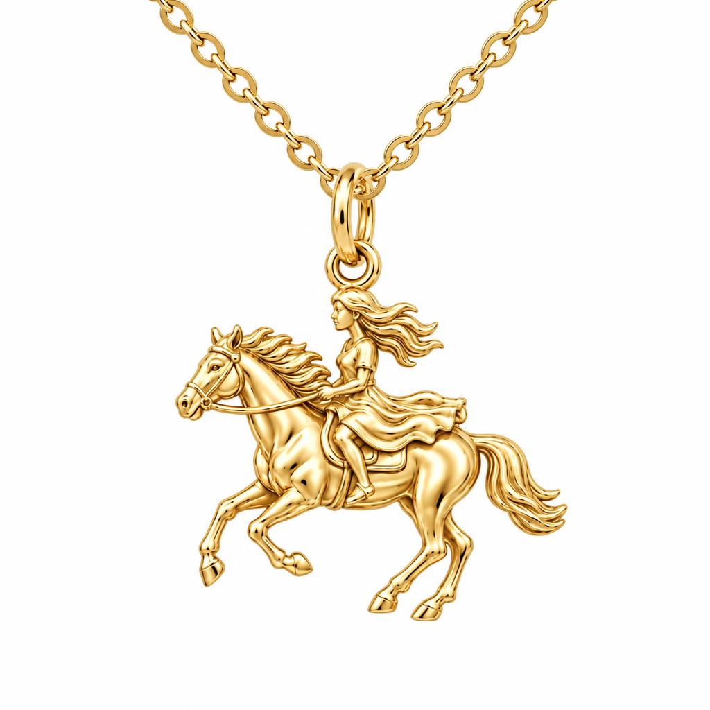 Wild and Free Rider Charm Necklace Set – 18K gold, front view
