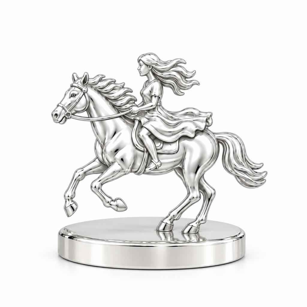 Wild and Free Rider Keepsake Plaque – silver, front view