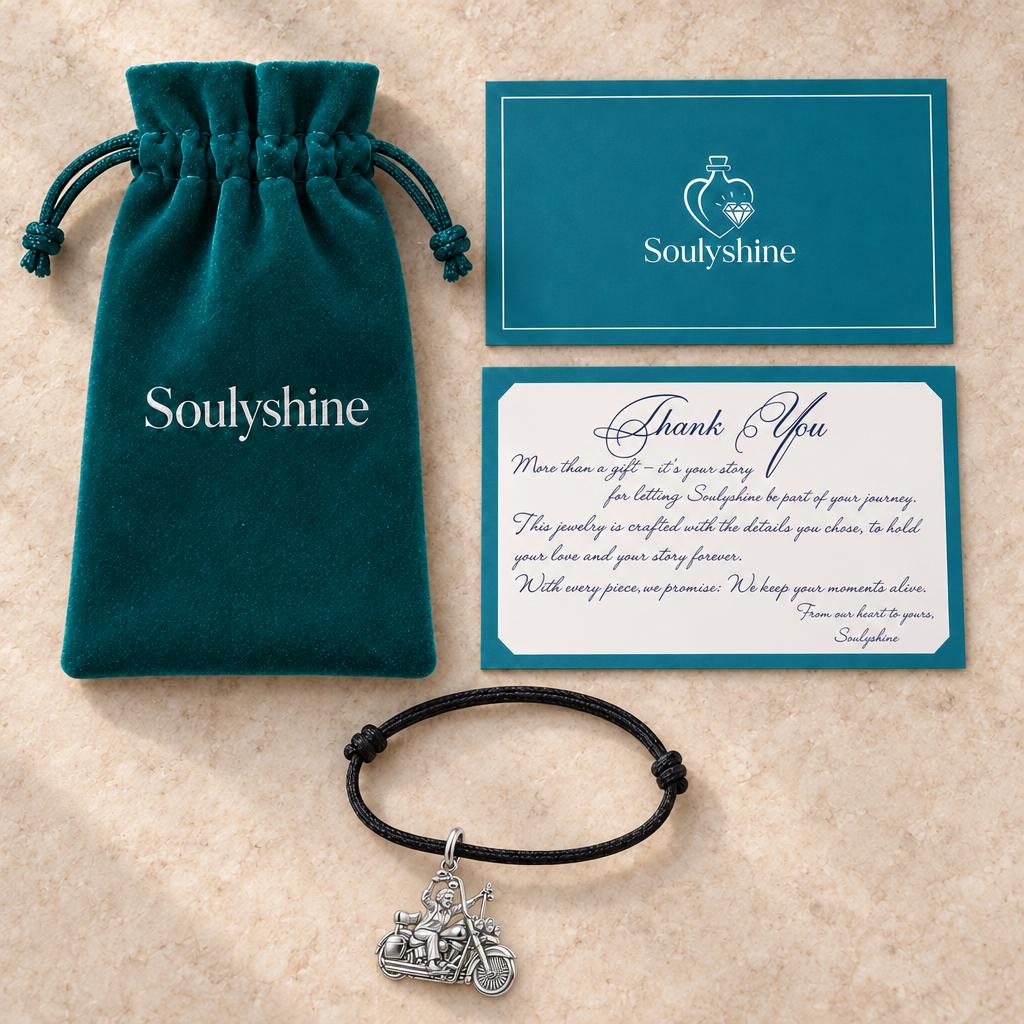 Wild at Heart Rider Charm Bracelet – Personalized Mom Gift – Soulyshine velvet pouch and gift card