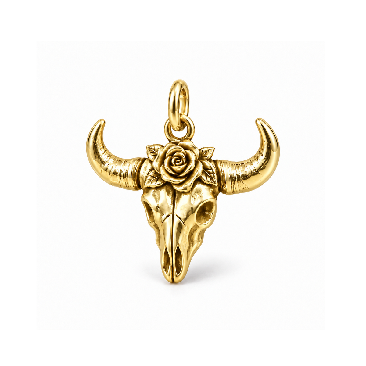 Wild Rose Bull Skull Charm — Gold | charm-topics-remaining-444-2026-09-14 | topic-232