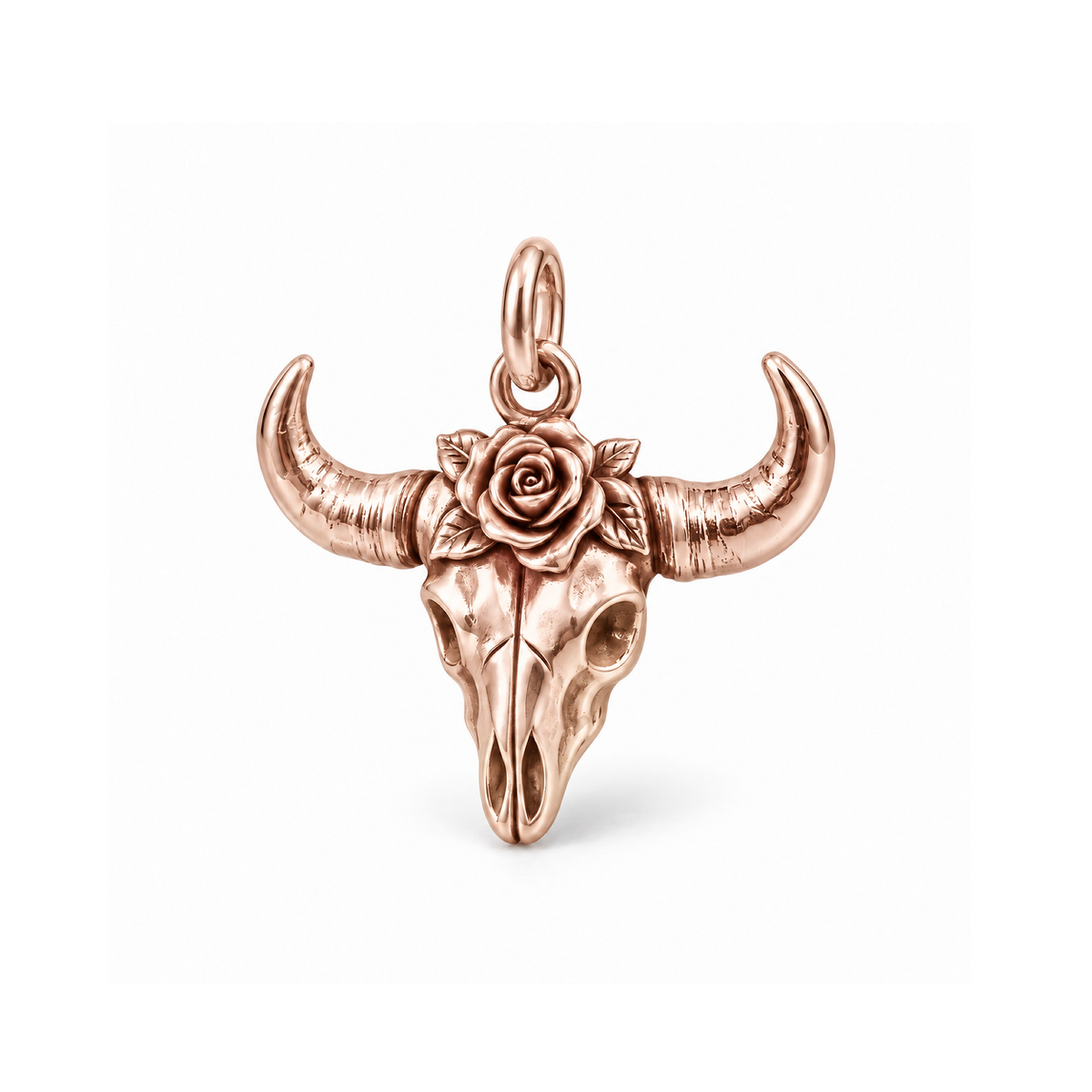 Wild Rose Bull Skull Charm — Rose Gold | charm-topics-remaining-444-2026-09-14 | topic-232