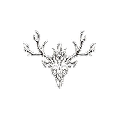 Wild Spirit Deer Skull Charm Bracelet – Personalized Hunter Gift – silver charm, front view