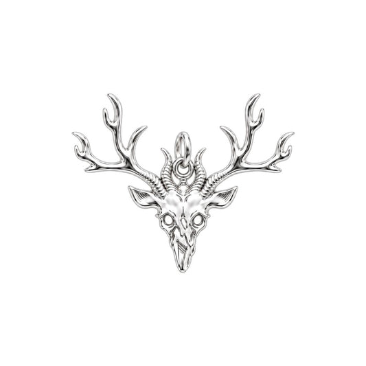 Wild Spirit Deer Skull Charm Bracelet – Personalized Hunter Gift – silver charm, front view