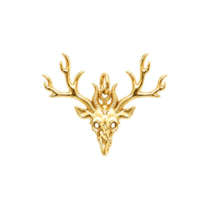 Wild Spirit Deer Skull Charm Bracelet – Personalized Hunter Gift – 18K gold charm, front view