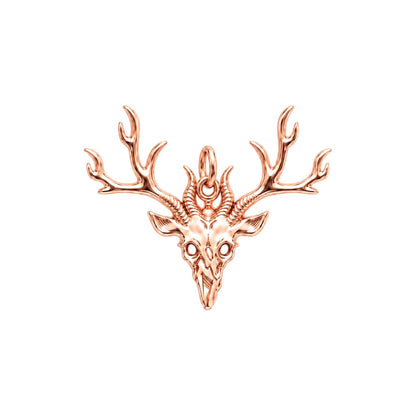 Wild Spirit Deer Skull Charm Bracelet – Personalized Hunter Gift – rose gold charm, front view
