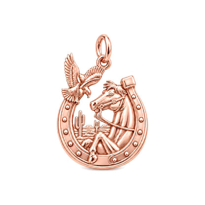 Wild Spirit Desert Horseshoe Charm Bracelet – Personalized Horse – rose gold charm, front view