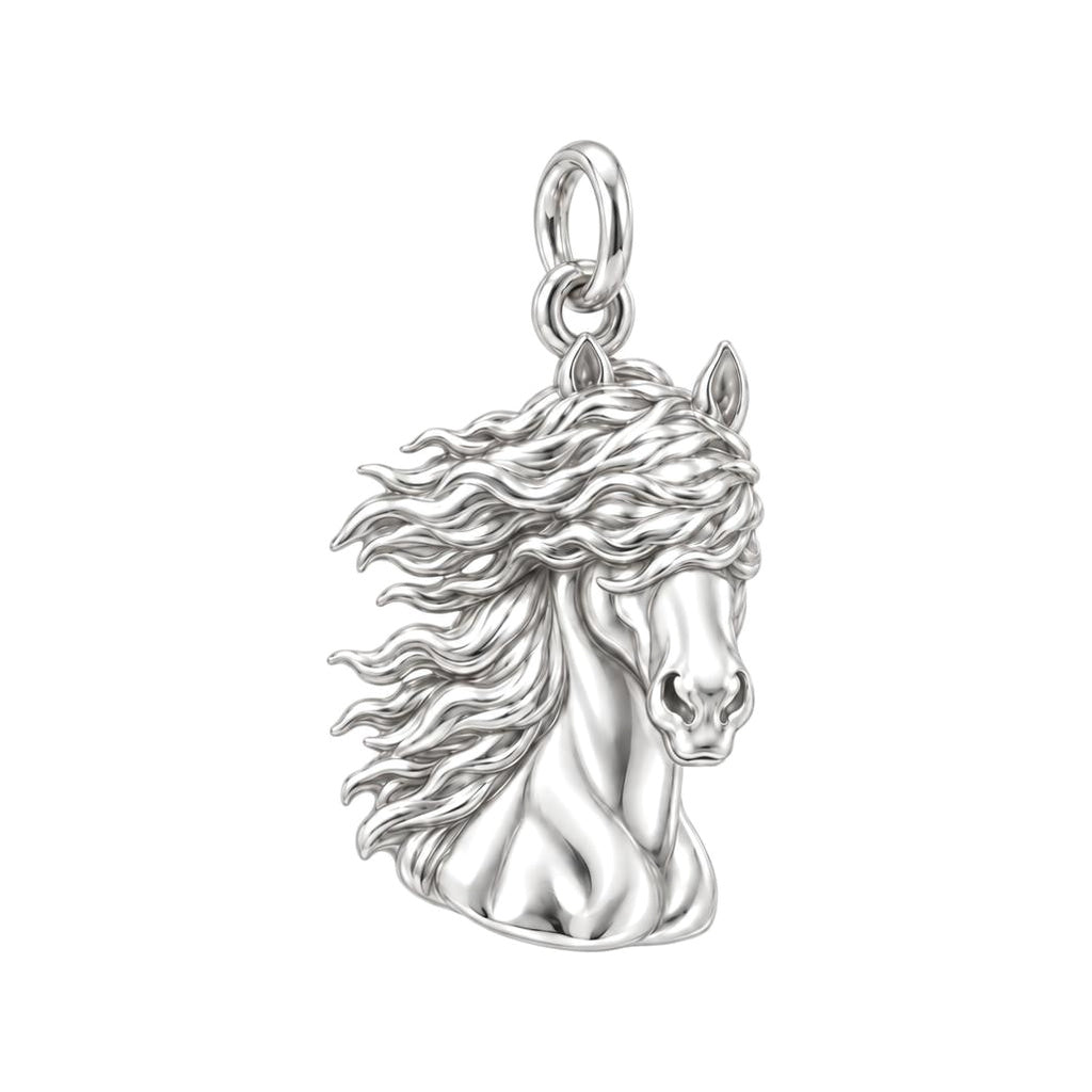 Wild Spirit Horse Charm Bracelet – Personalized Horse Mom Gift – silver charm, front view
