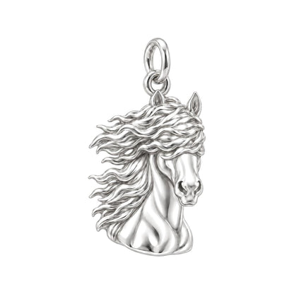 Wild Spirit Horse Charm Bracelet – Personalized Horse Mom Gift – silver charm, front view