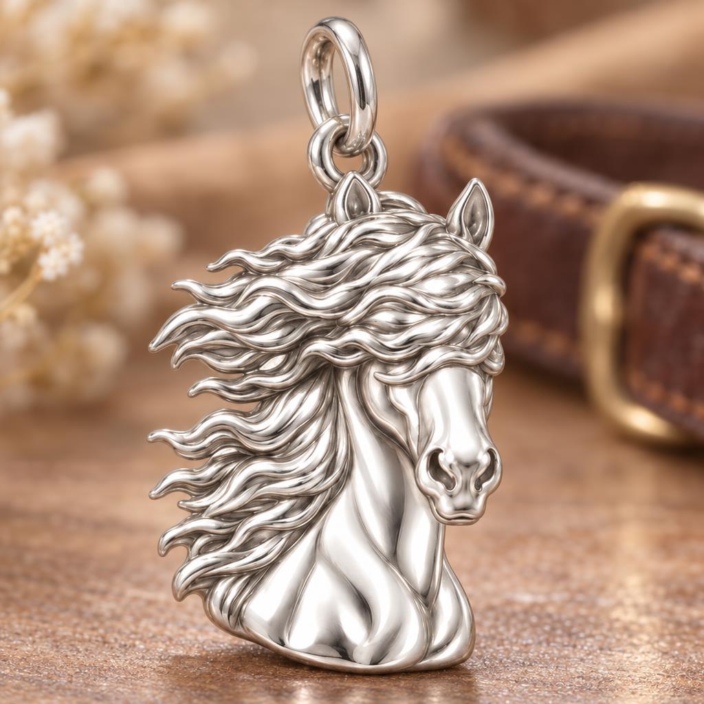 Wild Spirit Horse Charm Bracelet – Personalized Horse Mom Gift – macro detail of the charm