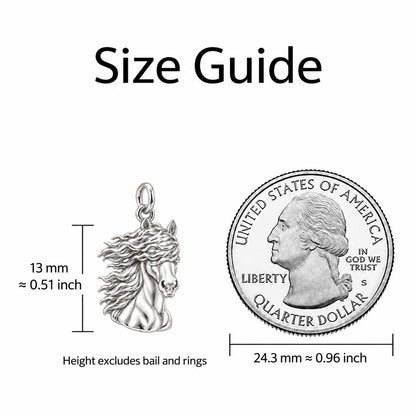 Wild Spirit Horse Charm Bracelet – Personalized Horse Mom Gift – size guide, 13 mm charm next to a quarter
