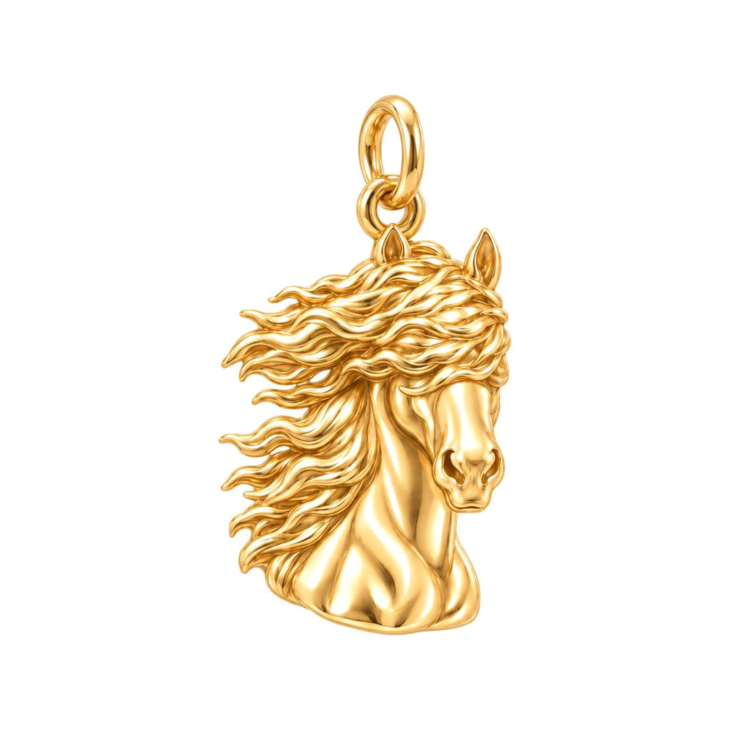 Wild Spirit Horse Charm Bracelet – Personalized Horse Mom Gift – 18K gold charm, front view