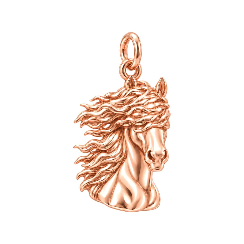 Wild Spirit Horse Charm Bracelet – Personalized Horse Mom Gift – rose gold charm, front view