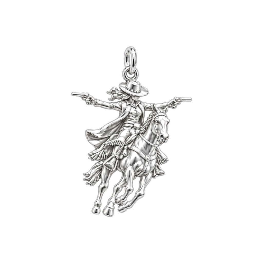 Wild West Cowgirl Charm Bracelet – Personalized Horse Lover Gift – silver charm, front view