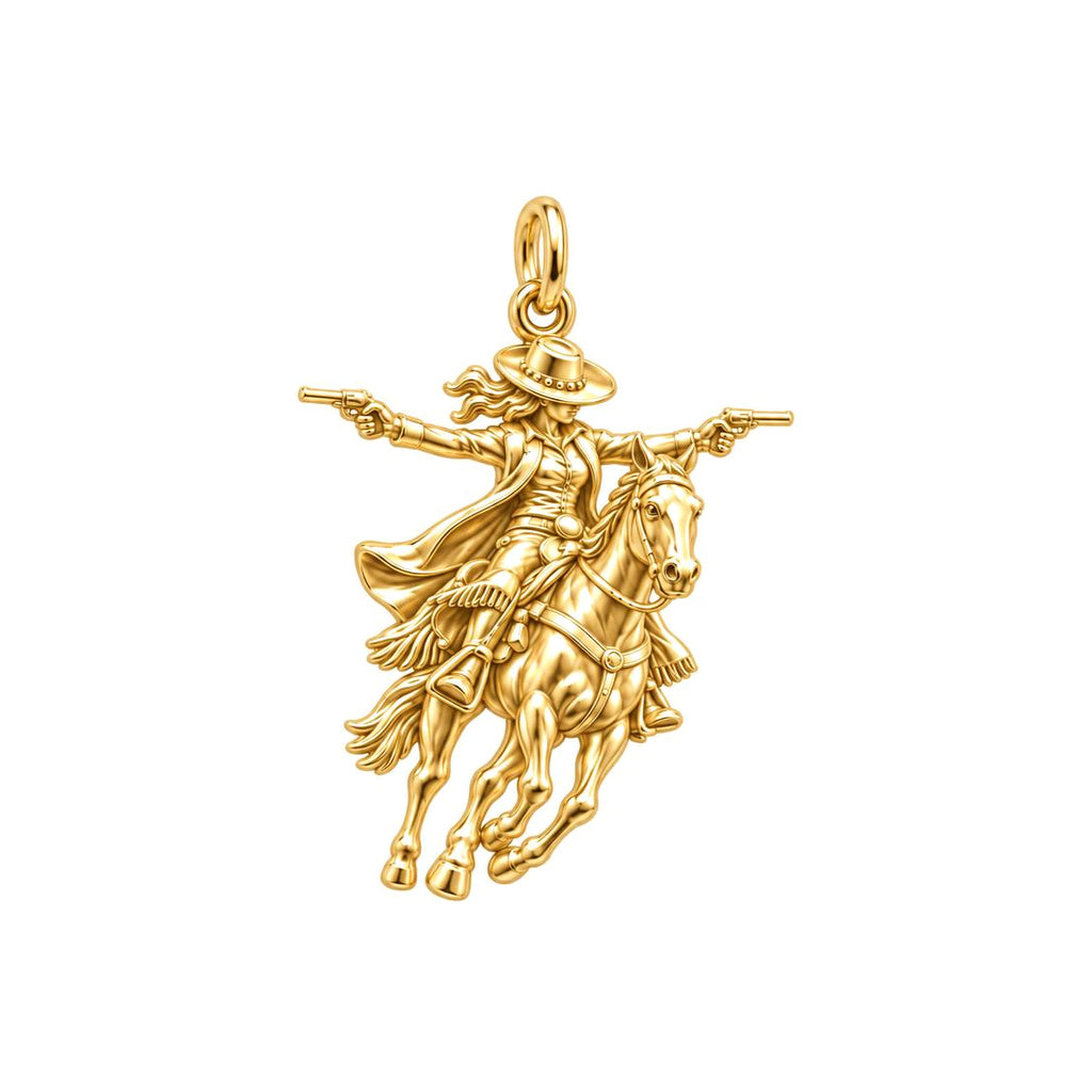 Wild West Cowgirl Charm Bracelet – Personalized Horse Lover Gift – 18K gold charm, front view
