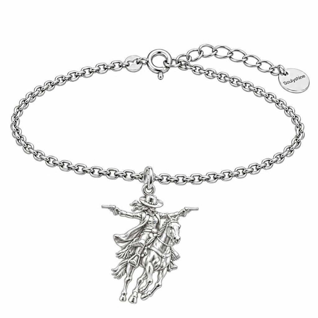 Wild West Cowgirl Charm Bracelet Set – silver, front view
