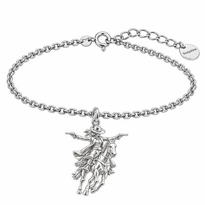 Wild West Cowgirl Charm Bracelet Set – silver, front view