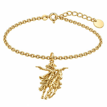 Wild West Cowgirl Charm Bracelet Set – 18K gold, front view