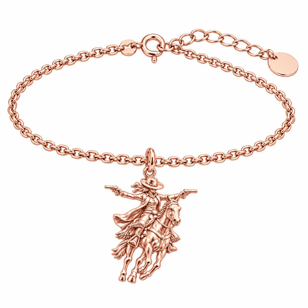 Wild West Cowgirl Charm Bracelet Set – rose gold, front view