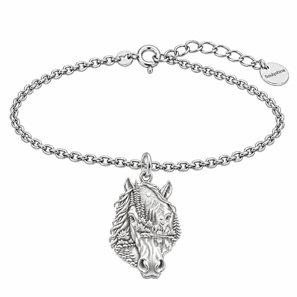 Wilderness Trail Horse Charm Bracelet Set – silver, front view