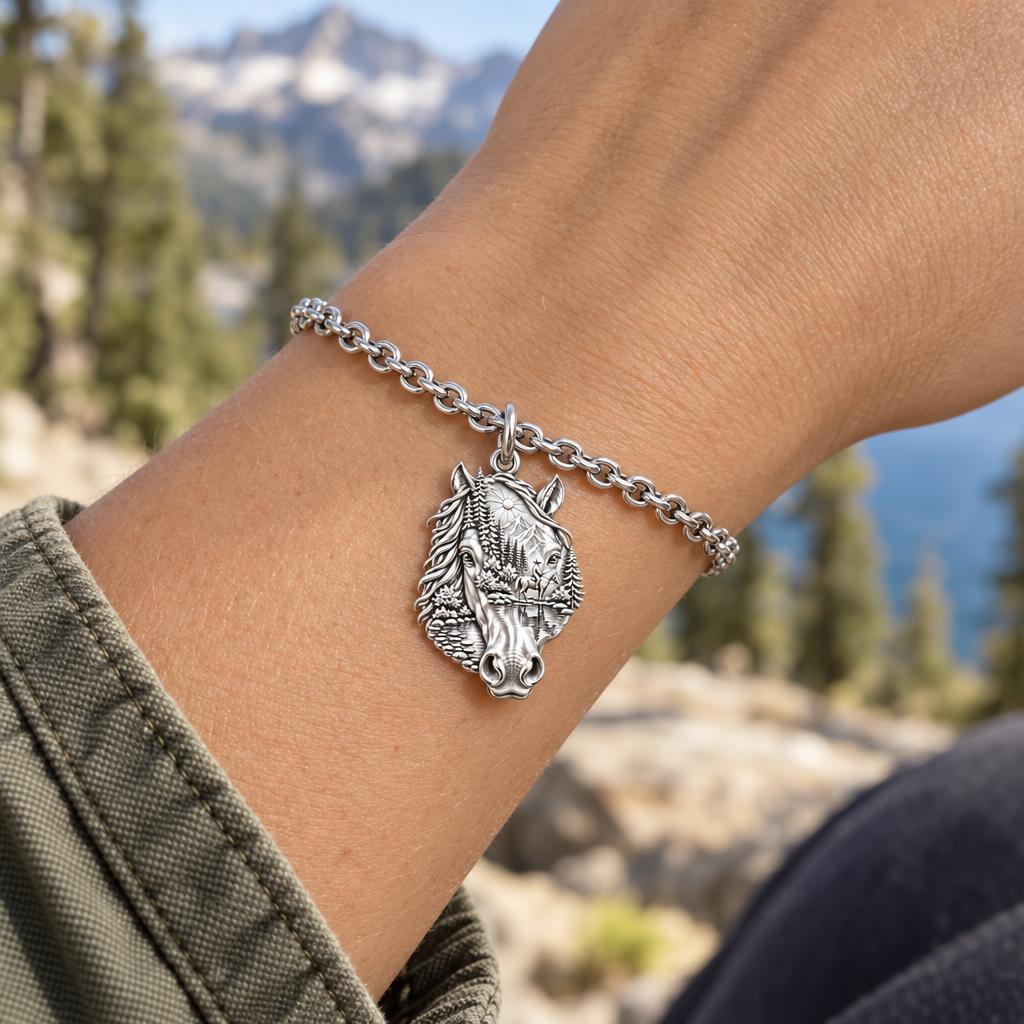 Wilderness Trail Horse Charm Bracelet Set – worn / in use
