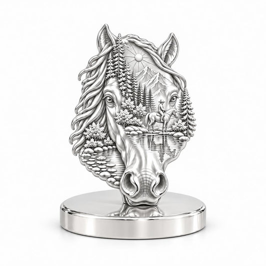 Wilderness Trail Horse Keepsake Plaque – silver, front view