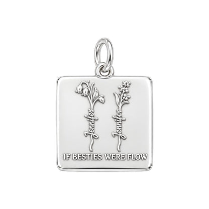 Wildflower Bestie Garden Charm Bracelet – Personalized Bestie Gift – silver plated 3 cm charm, front view
