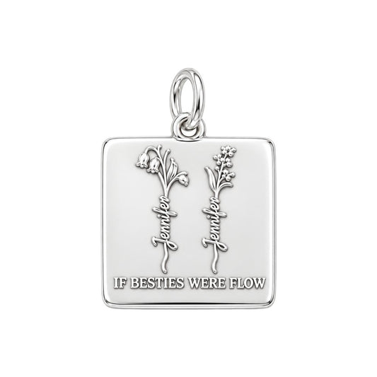 Wildflower Bestie Garden Charm Bracelet – Personalized Bestie Gift – silver plated 3 cm charm, front view