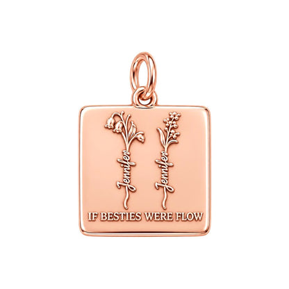 Wildflower Bestie Garden Charm Bracelet – Personalized Bestie Gift – rose gold 3 cm charm, front view