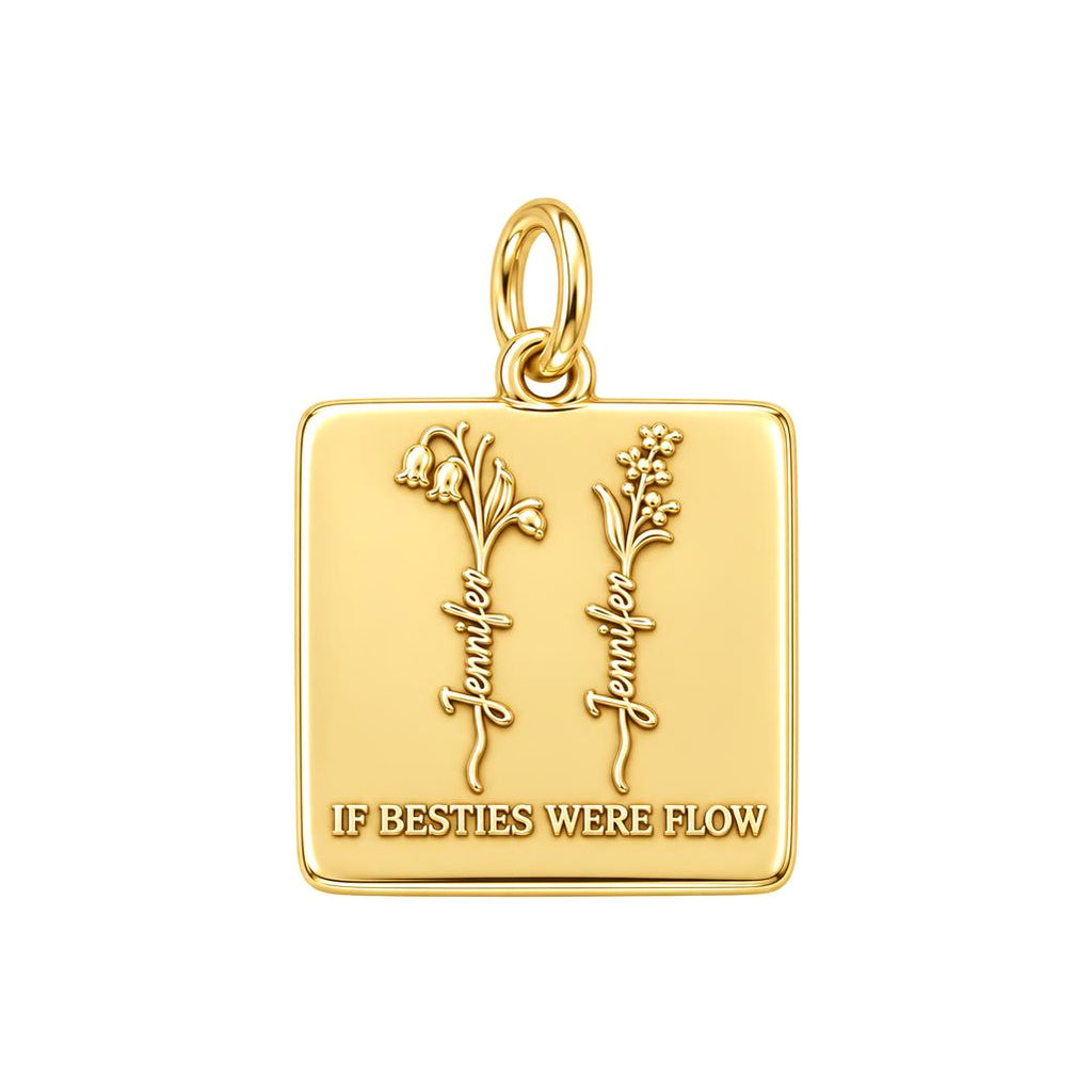 Wildflower Bestie Garden Charm Bracelet – Personalized Bestie Gift – 18K gold plated 3 cm charm, front view