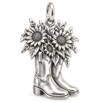 Wildflower Cowboy Boots Charm Bracelet – Personalized Mom Gift