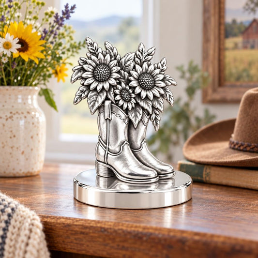 Wildflower Cowboy Boots Keepsake Plaque – worn / in use