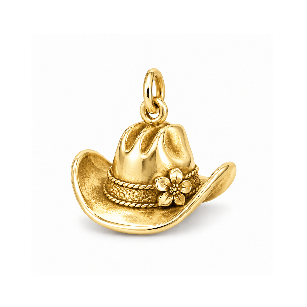 Wildflower Cowboy Hat Charm — Gold | charm-topics-remaining-444-2026-09-14 | topic-233