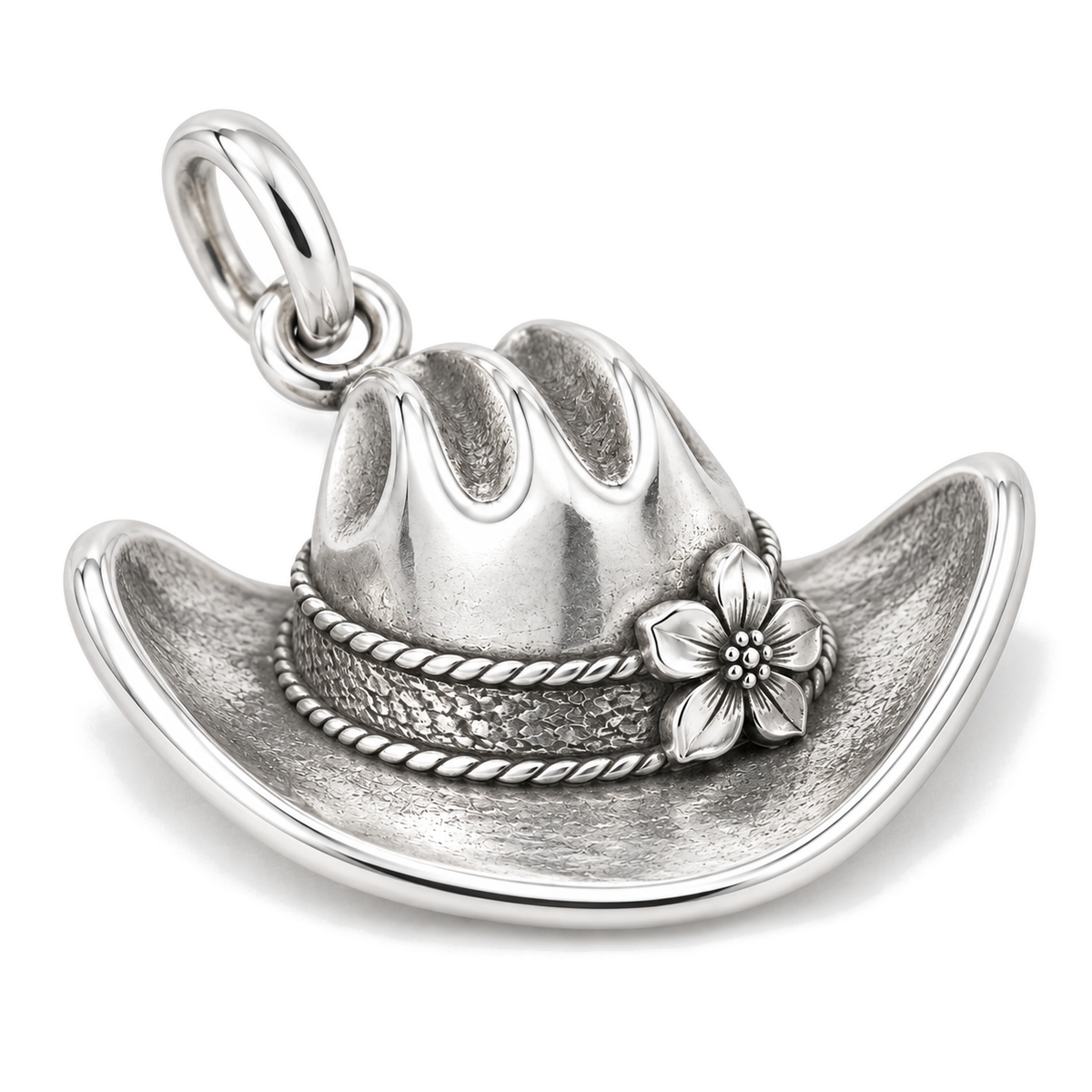 Wildflower Cowboy Hat Charm — Silver Super Macro | charm-topics-remaining-444-2026-09-14 | topic-233