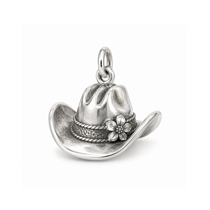 Wildflower Cowboy Hat Charm — Silver | charm-topics-remaining-444-2026-09-14 | topic-233