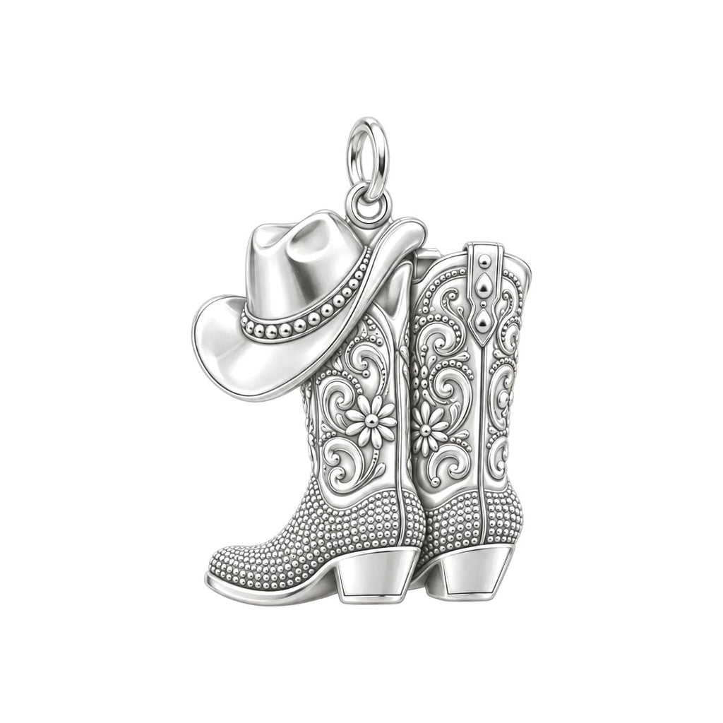 Wildflower Cowgirl Boots Charm Keychain – back of the charm, engraving area