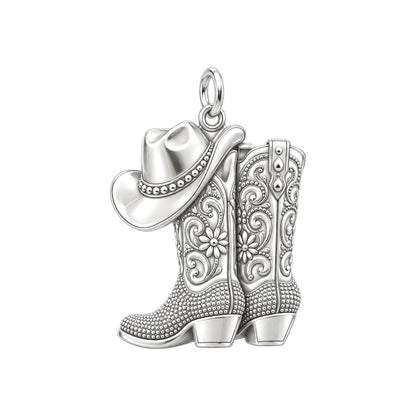 Wildflower Cowgirl Boots Charm Necklace Set – back of the charm, engraving area