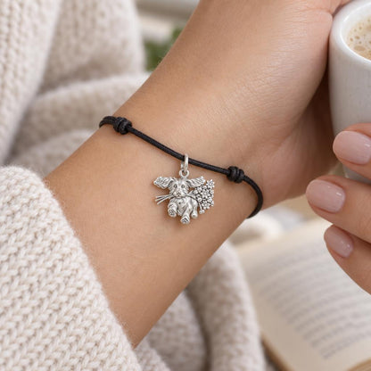 Wildflower Delivery Pup Charm and Polyester Cord Bracelet Set