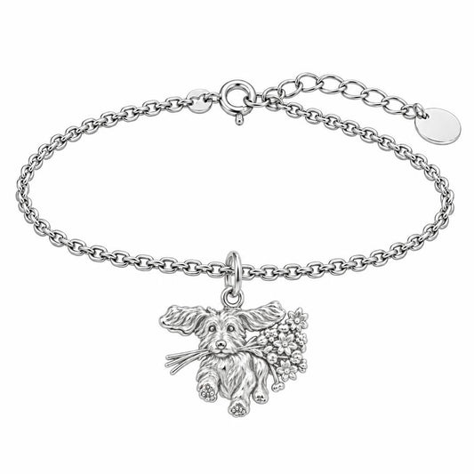 Wildflower Delivery Pup Charm Bracelet Set – silver, front view