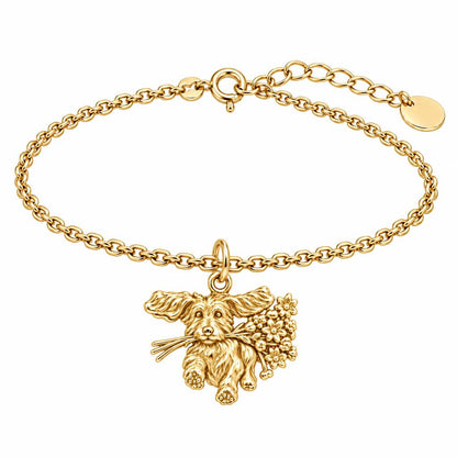 Wildflower Delivery Pup Charm Bracelet Set – 18K gold, front view