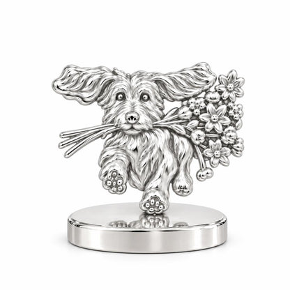 Wildflower Delivery Pup Keepsake Plaque – silver, front view