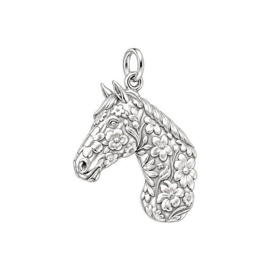 Wildflower Spirit Horse Charm Bracelet – Personalized Horse Lover Gift – silver charm, front view