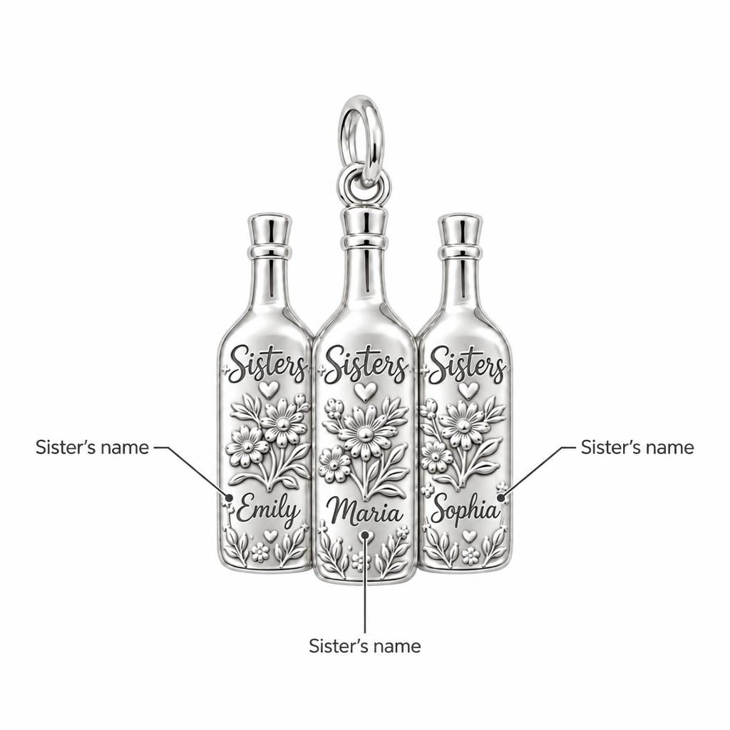 Wildflower Wine Bottles Charm Bracelet – Personalized Sister Gift – personalization guide